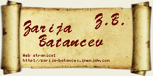 Zarija Batančev vizit kartica